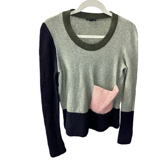 COS color block green/blue/ pink wool knit Sweater Small - Picture 3 of 14